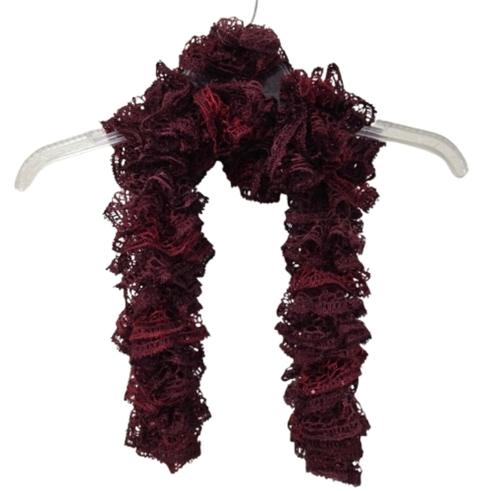 Elegant Burgundy Lace Scarf